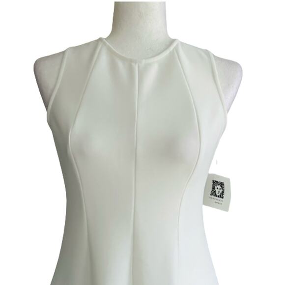 Anne Klein Petite Dress Ivory Black Floral Print Bottom Sleeveless Dress Size 2P - Picture 3 of 12